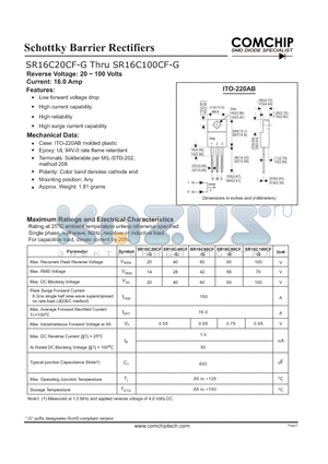 SR16C20CF-G datasheet - Schottky Barrier Rectifiers