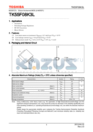 TK55F08K3L datasheet - Switching Voltage Regulators