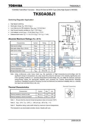 TK60A08J1 datasheet - Switching Regulator Application