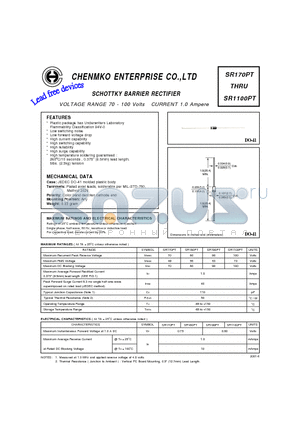 SR180PT datasheet - SCHOTTKY BARRIER RECTIFIER