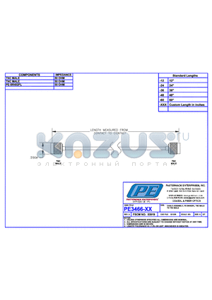 PE3466 datasheet - CABLE ASSEMBLY PE-SR402FL TNC MALE TO TNC MALE