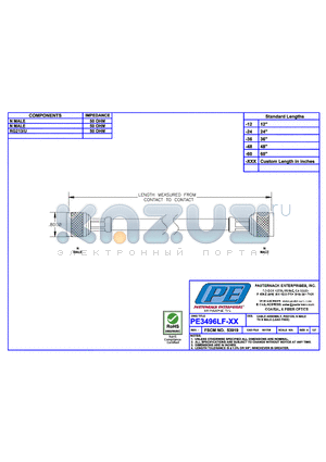 PE3496LF datasheet - CABLE ASSEMBLY RG213/U N MALE TO N MALE(LEAD FREE)