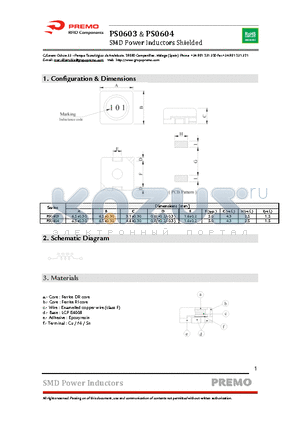 PS0603 datasheet - SMD Power Inductors Shielded