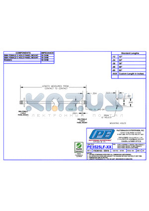 PE3525LF datasheet - CABLE ASSEMBLY RG402/U SMA FEMALE 2 HOLE PANEL MOUNT TO SMA FEMALE 2 HOLE PANEL MOUNT(LEAD FREE)