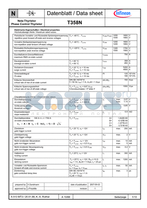 T358N datasheet - Netz-Thyristor Phase Control Thyristor