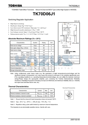 TK70D06J1 datasheet - Switching Regulator Application