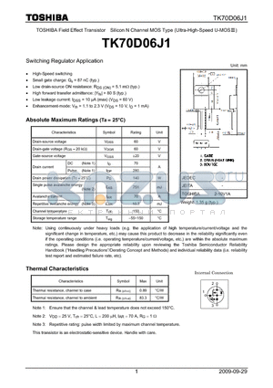 TK70D06J1 datasheet - Switching Regulator Application