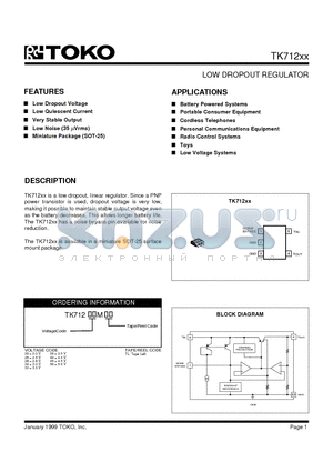 TK71225 datasheet - LOW DROPOUT REGULATOR