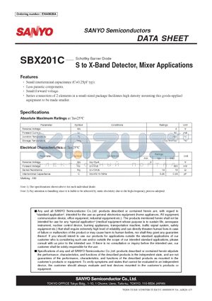 SBX201C datasheet - Schottky Barrier Diode S to X-Band Detector, Mixer Applications