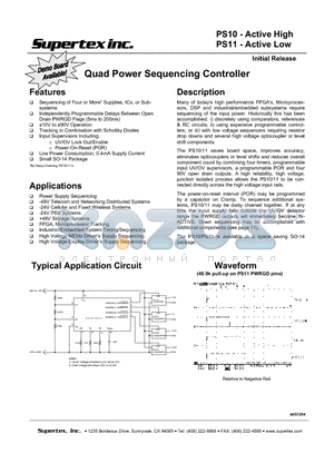 PS10 datasheet - Quad Power Sequencing Controller