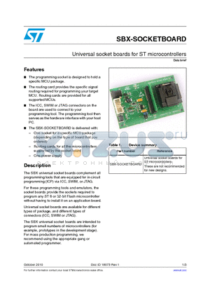SBX-SOCKETBOARD datasheet - Universal socket boards for ST microcontrollers