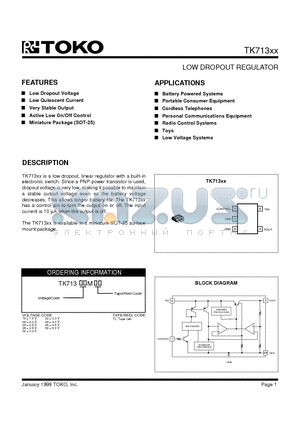 TK71325MTL datasheet - LOW DROPOUT REGULATOR