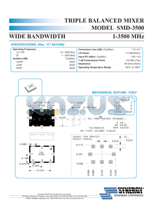 SMD-3500 datasheet - TRIPLE BALANCED MIXER WIDE BANDWIDTH 1-3500 MHz