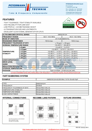 SMD01612-4 datasheet - TIGHT TOLERANCE / TIGHT STABILITY AVAILABLE