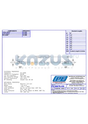 PE36676-36 datasheet - 50 GHz FLEXIBLE CABLE ASSEMBLY PE-LL095P 1,85mm MALE TO 2,4mm MALE