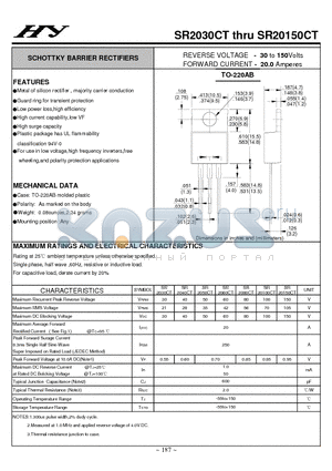 SR20100CT datasheet - SCHOTTKY BARRIER RECTIFIERS