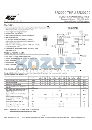 SR20150 datasheet - SCHOTTKY BARRIER RECTIFIER