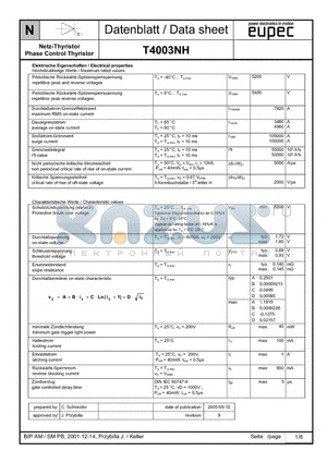 T4003NH datasheet - Phase Control Thyristor