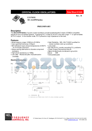 SC-1470 datasheet - CRYSTAL CLOCK OSCILLATORS