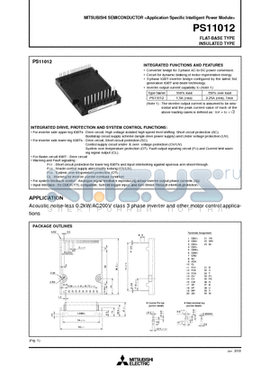 PS11012 datasheet - Application Specific Intelligent Power Module FLAT-BASE TYPE INSULATED PACKAGE