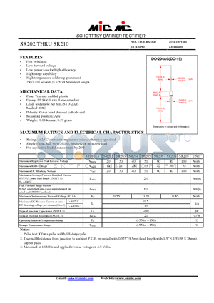 SR203 datasheet - SCHOTTTKY BARRIER RECTIFIER