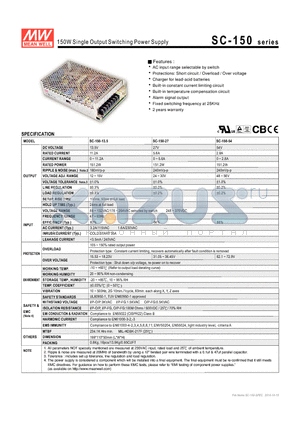 SC-150_10 datasheet - 150W Single Output Switching Power Supply