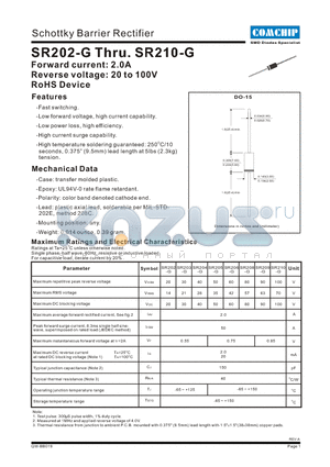 SR203-G datasheet - Schottky Barrier Rectifier