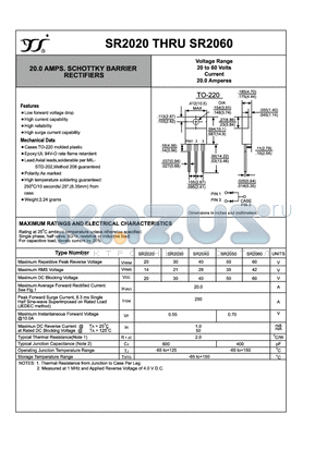 SR2030 datasheet - 20.0 AMPS. SCHOTTKY BARRIER RECTIFIERS