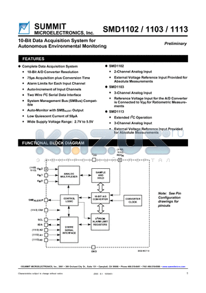 SMD1102 datasheet - 10-Bit Data Acquisition System for Autonomous Environmental Monitoring