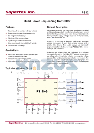 PS12 datasheet - Quad Power Sequencing Controller