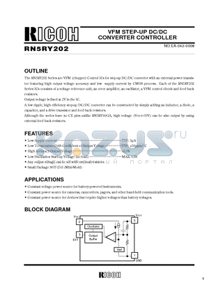 RN5RY202A-TR datasheet - VFM STEP-UP DC/DC CONVERTER CONTROLLER