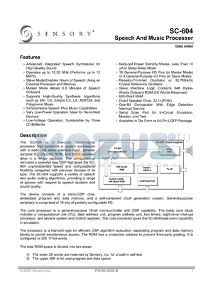 SC-604 datasheet - Speech And Music Processor