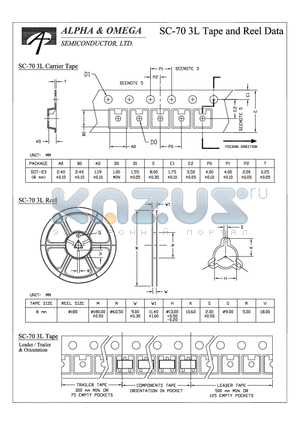 SC-70 datasheet - 3L TAPE AND REEL DATA