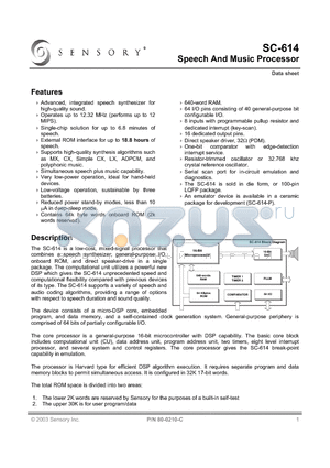 SC-614 datasheet - Speech And Music Processor