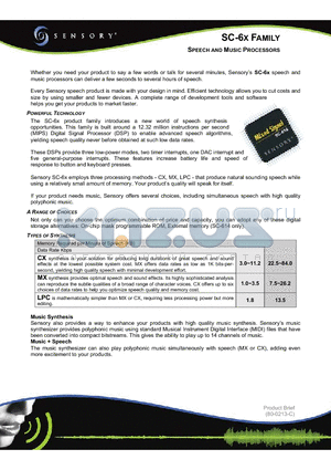 SC-6X datasheet - SPEECH AND MUSIC PROCESSORS