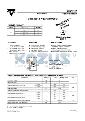 SC-75A datasheet - P-Channel 1.8-V (G-S) MOSFET