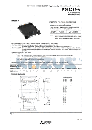 PS12014-A datasheet - Acoustic noise-less 0.75kW/AC400V Class 3 Phase inverter and other motor control applications