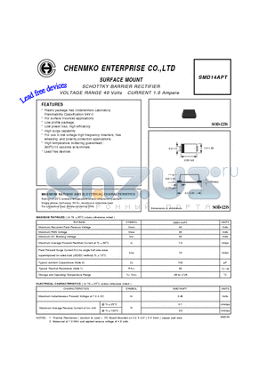 SMD14APT datasheet - SCHOTTKY BARRIER RECTIFIER