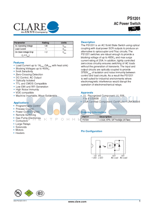 PS1201_1 datasheet - AC Power Switch