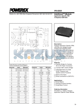 PS12033 datasheet - Intellimod Module Application Specific IPM (5 Amperes/1200 Volts)