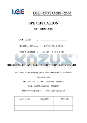 SMD16.9344M datasheet - CRYSTAL UNITS