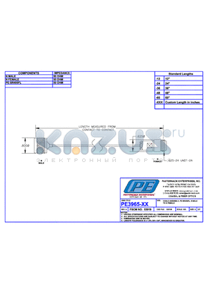 PE3965 datasheet - CABLE ASSEMLBLY PE-SR405FL N MALE TO N FEMALE