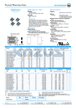 SMD1812P11015 datasheet - SMD Type, 6 V - 60 V