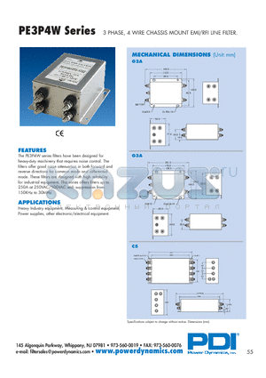 PE3P4W-150PS-3-C5 datasheet - 3 PHASE, 4 WIRE CHASSIS MOUNT EMI/RFI LINE FILTER.