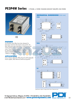PE3P4W-200PS-3-C5 datasheet - 3 PHASE, 4 WIRE CHASSIS MOUNT EMI/RFI LINE FILTER.