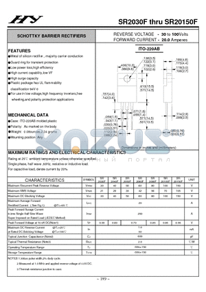 SR2060F datasheet - SCHOTTKY BARRIER RECTIFIERS