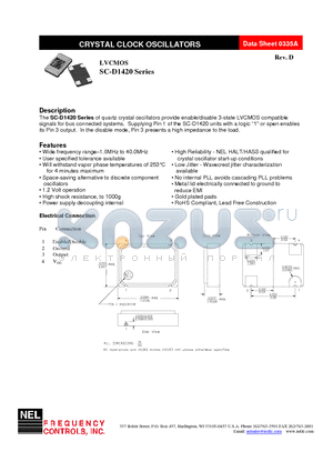 SC-D1420 datasheet - CRYSTAL CLOCK OSCILLATORS LVCMOS