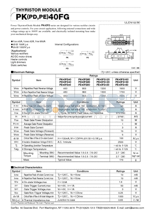 PE40FG160 datasheet - THYRISTOR MODULE