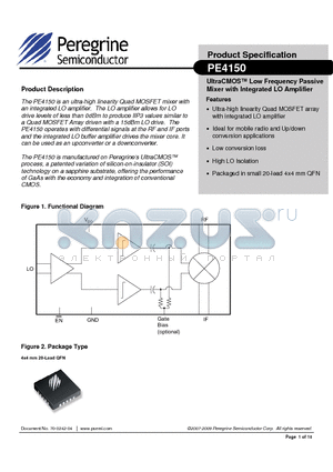 PE4150 datasheet - UltraCMOS Low Frequency Passive Mixer with Integrated LO Amplifier