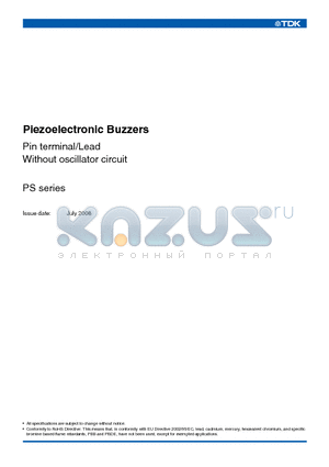 PS1440P02BT datasheet - Piezoelectronic Buzzers